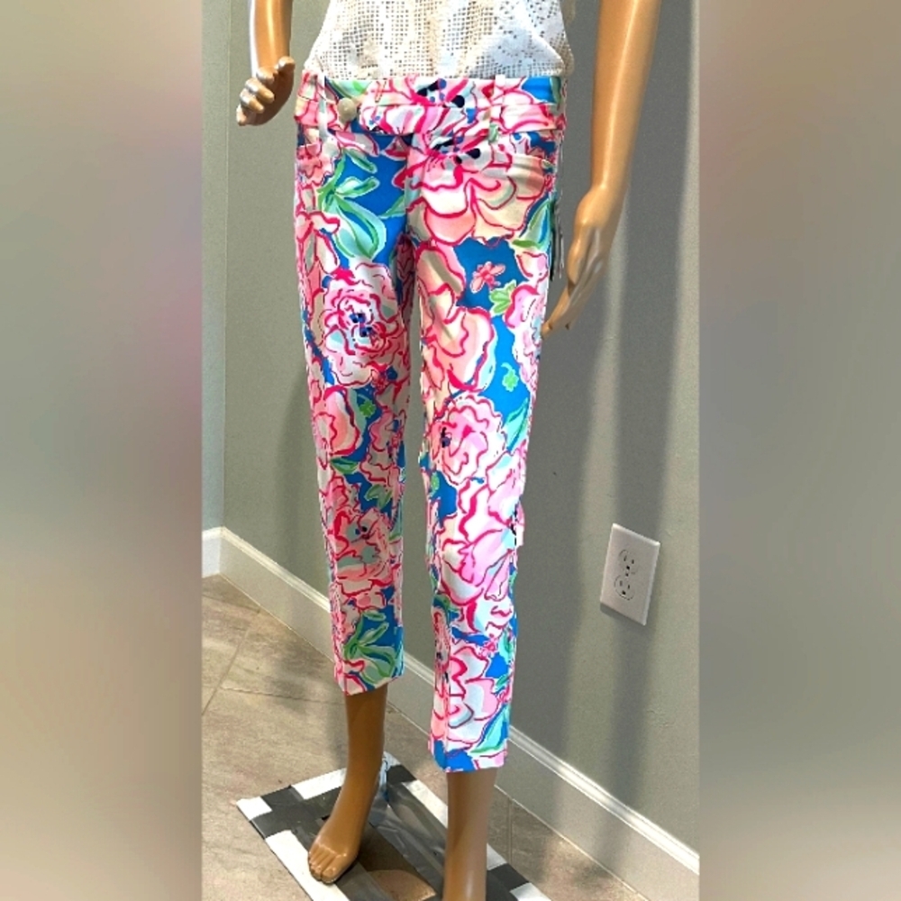 Lilly Pulitzer Bright Floral Print Luxury Capri Size 0 New With Ta…